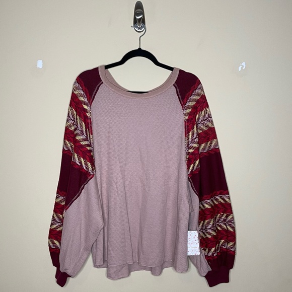 Free People Rainbow Dreams Balloon Sleeve Oversized  Sweater NEW - Picture 2 of 10